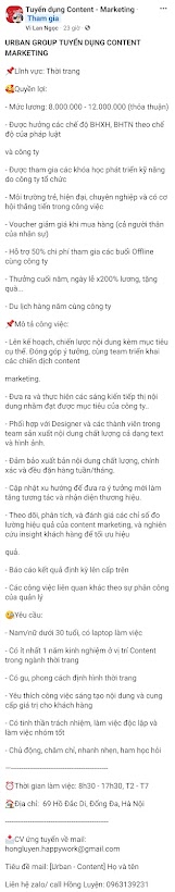 Mẫu content tuyển dụng content marketing 2