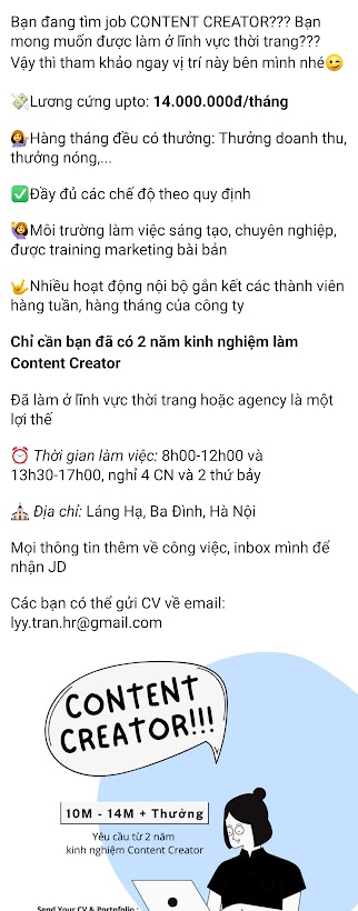 Mẫu content tuyển dụng content marketing